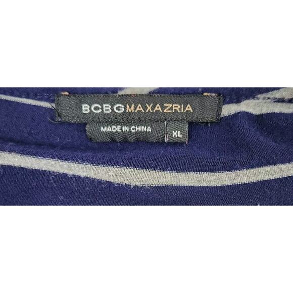 BCBGMaxAzria Long Sleeve Navy Blue Gray Striped Knit Top Size XL - Picture 11 of 11